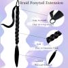 32inch Braid Ponytail Extension with Hair Tie Straight Sleek Wrap Around Hair Black Braided Hair Extensions Soft Synthetic Long Braid Ponytail Extension (1B, 32inch(Pack of 1)) view 3