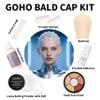 Go Ho Halloween Professional Bald Cap SFX Kit - Complete 8-Piece Makeup Set with Latex (30ml),Water Based Acrylic Adhesive(10ml),6 Colors Flesh Palette,Loose Setting Powder,Bald Cap&Applicators view 2