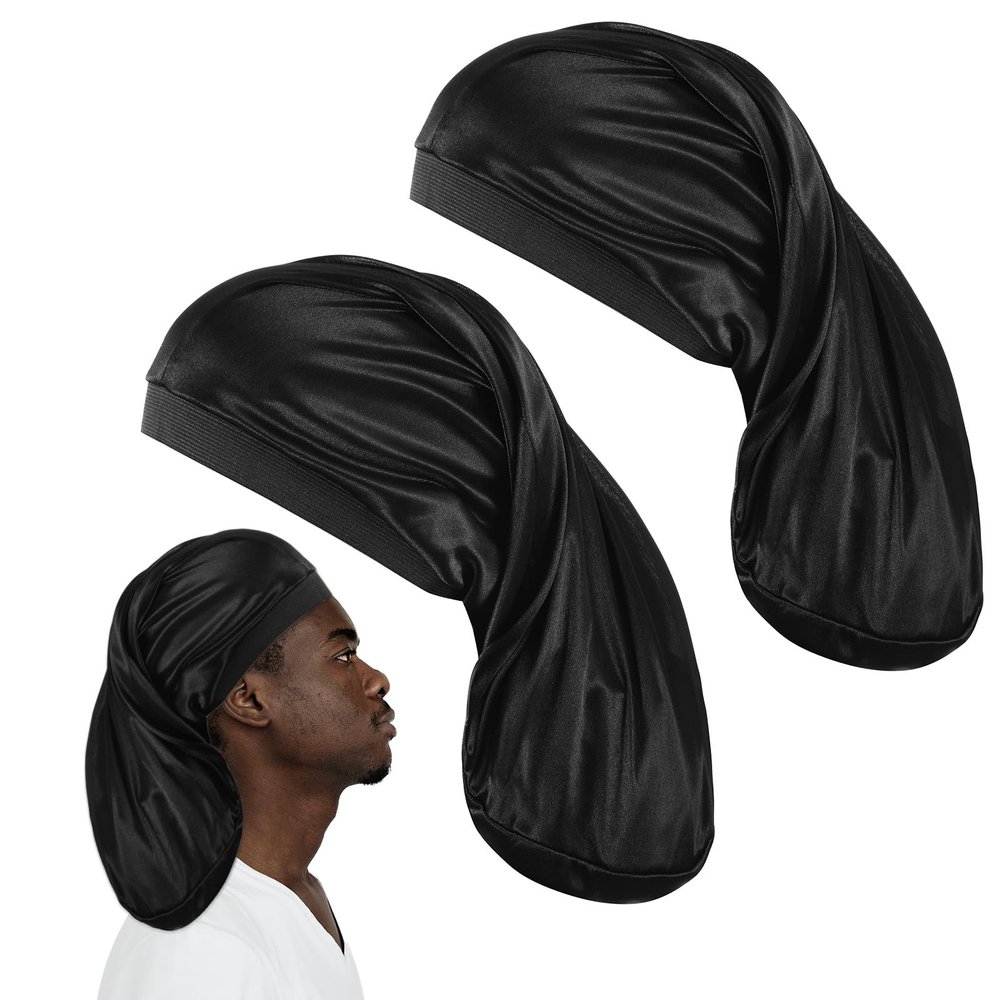 2 Pieces Large Dreadlock Cap Unisex Satin Shower Cap Head Wrap Loc Caps Satin Bonnet Sleeping Caps Hair Accessories Sleep Bonnet for Curly Braids Wave