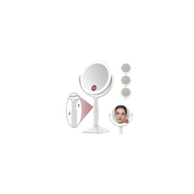 Benbilry 20X Magnifying Mirror with Light, Rechargeable 4000mAh Lighted Makeup Mirror with Magnification, Adjustable Height, 3 Color Modes, 2-Sides Vanity Mirrors for Desk Bathroom Bedroom, White