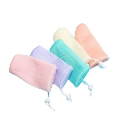 5Pcs Exfoliating Mesh Soap Pouch Bubble Foam Net Bag for Shower Saver Pouch Drawstring Foaming Net Soap Bag for Body Facial Cleaning Tool, 5 Colors Used Repeatedly, Cleansers, Facial Cleansing Bars