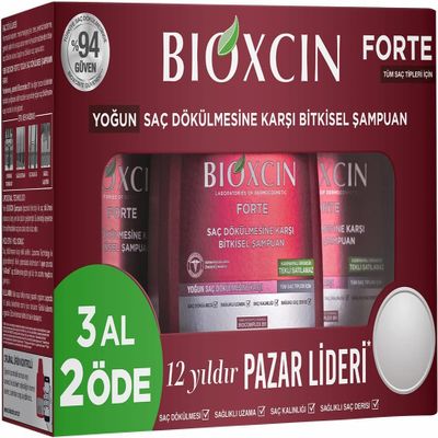 Bioxcin Forte Anti-Hair Loss Shampoo, 300ml Bottles, Pack of 3, Buy 3 Pay for 2