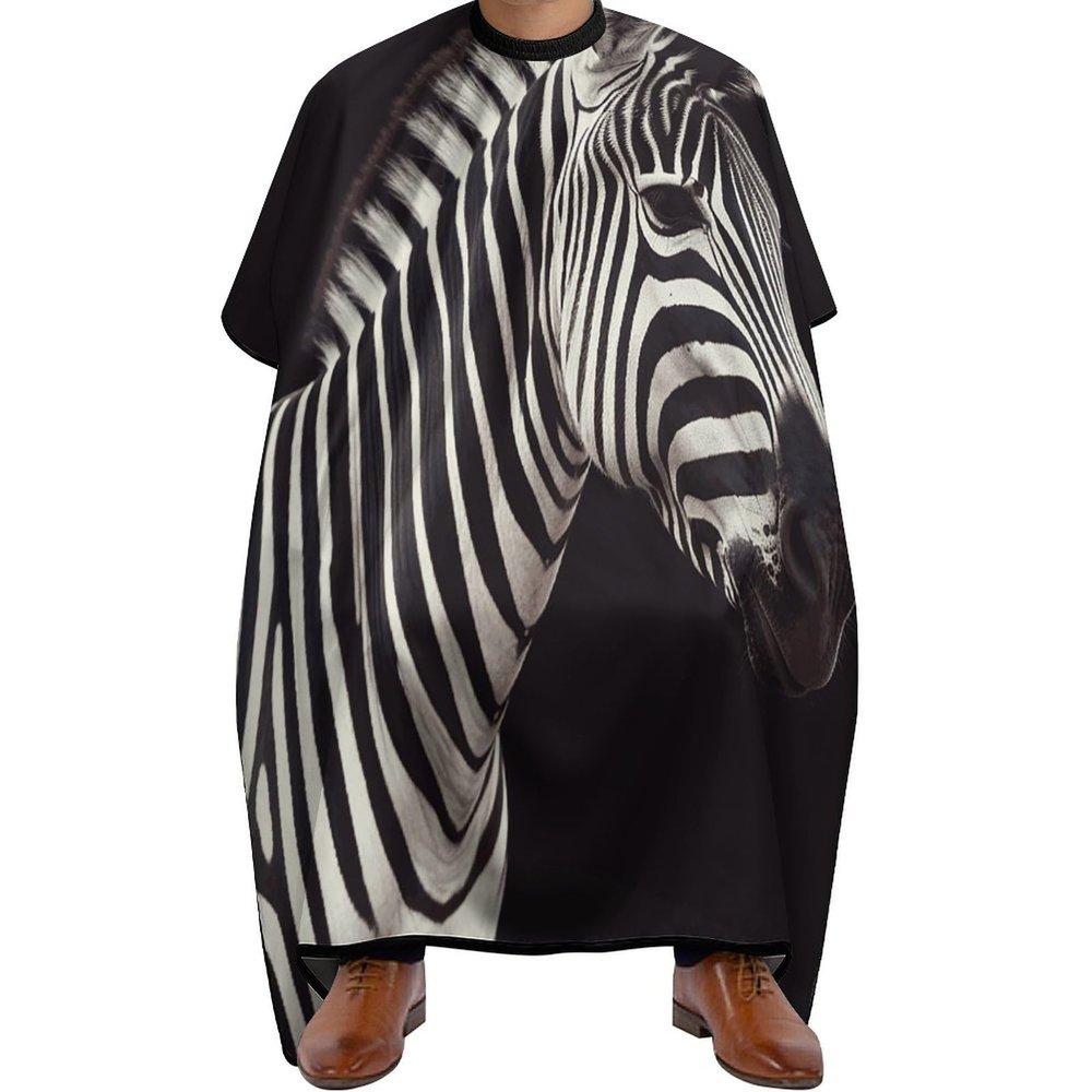 Animal Zebra Barber Cape Waterproof Hair Cutting Cape with Adjustable Snap Closure Salon Cape Hair Cutting Accessories for Men Women