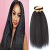 QEUOPE Natural Black Yaki Straight Bundles Color 1B Human Hair Kinkystraight Bundles Double Weft Brazilian Hair Extensions Silky and Soft for Women (26 28 30 inch 3 Bundles) view 1