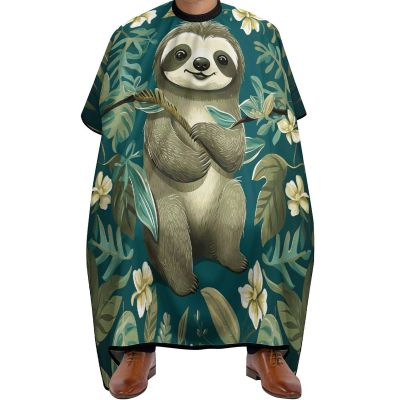 Adorable Sloth Barber Cape Waterproof Hair Cutting Cape with Adjustable Snap Closure Salon Cape Hair Cutting Accessories for Men Women