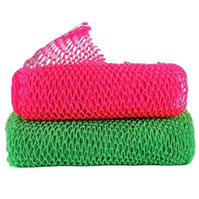 2Pcs African Net Sponge 12x30" Labor-Saving Long Widen African Net Cloth Portable Mesh Foldable Exfoliating Washcloth for Men and Women
