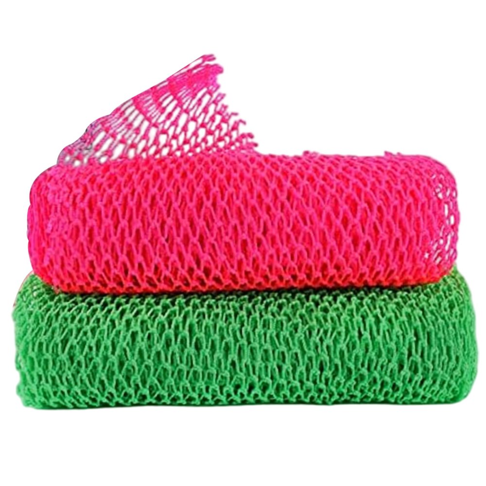 2Pcs African Net Sponge 12x30" Labor-Saving Long Widen African Net Cloth Portable Mesh Foldable Exfoliating Washcloth for Men and Women