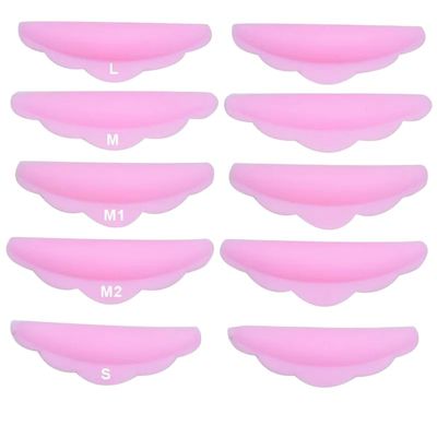 5 Pairs Lash Lift Silicone Pads | Reusable Eyelash Perming Shields for Professional & Home Use | 5 Size Set (S, M, M1, M2, L)  Pink Lash Lift Tool