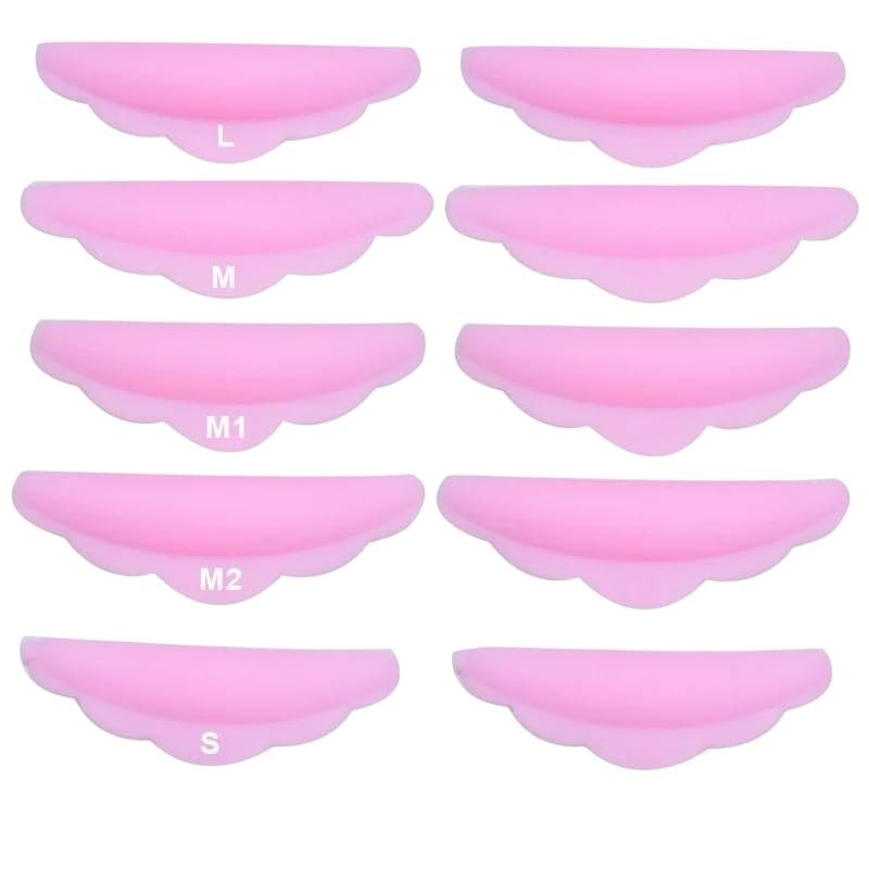 5 Pairs Lash Lift Silicone Pads | Reusable Eyelash Perming Shields for Professional & Home Use | 5 Size Set (S, M, M1, M2, L)  Pink Lash Lift Tool