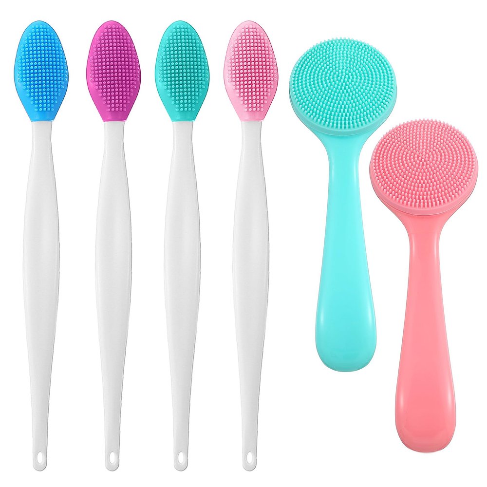 6 Pcs Silicone Face Brush Manual Face Scrub Brush Soft Facial Brushes Skin Friendly Scrubber Exfoliator Cleaner for Women and Men Blackheads Whiteheads Makeup Residues Removal