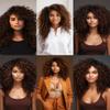 QEUOPE Chocolate Brown Kinkycurly Bundles Color 4 Human Hair Dark Brown Deep Curly Wave Bundles Double Weft Brazilian Hair Extensions Silky and Soft for Women (18 20 22 inch 3 Bundles) view 4