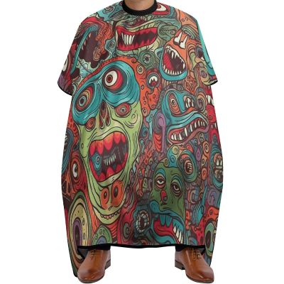 Abstract Monster Barber Cape Waterproof Hair Cutting Cape with Adjustable Snap Closure Salon Cape Hair Cutting Accessories for Men Women