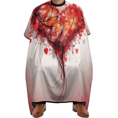 Abstract Heart Barber Cape Waterproof Hair Cutting Cape with Adjustable Snap Closure Salon Cape Hair Cutting Accessories for Men Women