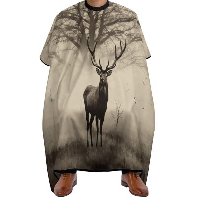 Abstract Tree Elk Picture Barber Cape Waterproof Hair Cutting Cape with Adjustable Snap Closure Salon Cape Hair Cutting Accessories for Men Women