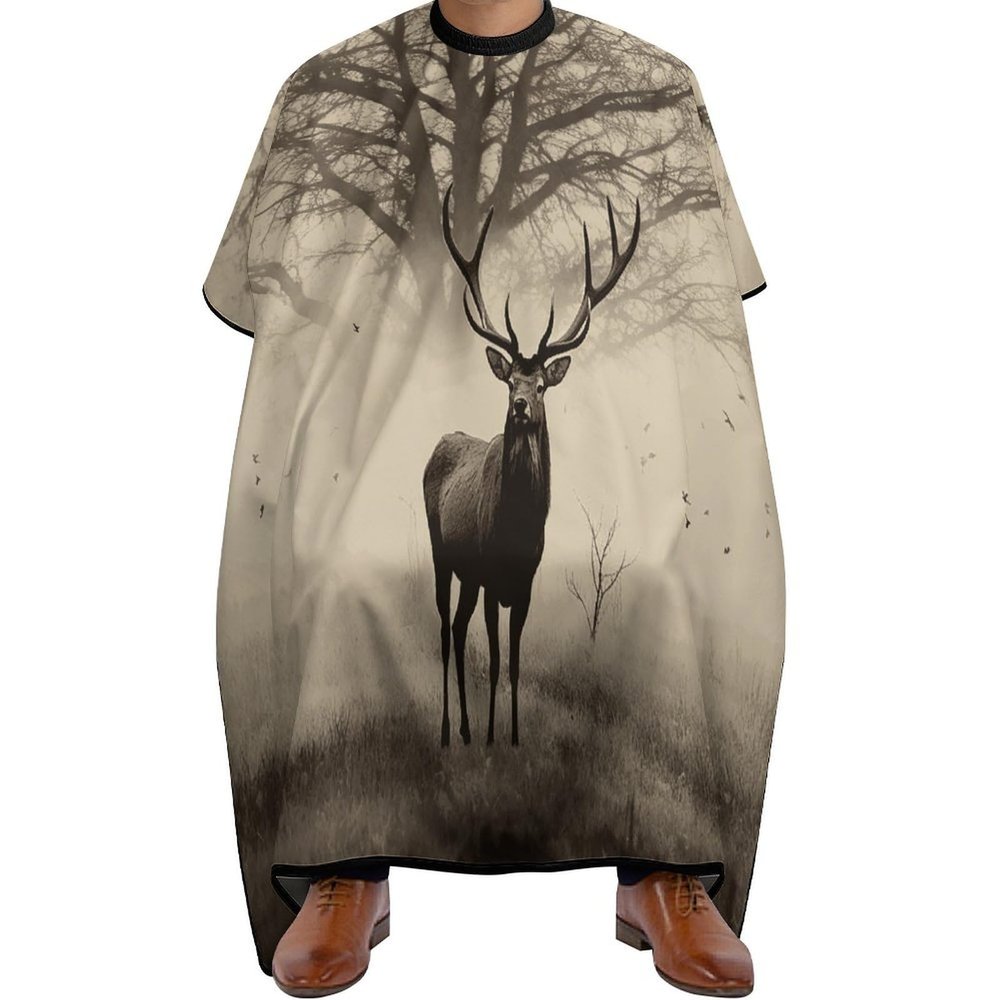 Abstract Tree Elk Picture Barber Cape Waterproof Hair Cutting Cape with Adjustable Snap Closure Salon Cape Hair Cutting Accessories for Men Women