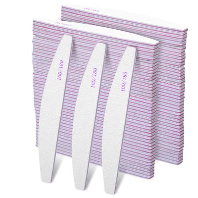 BOHUIZ 150 Pcs 100/180 Grits Nail Files, Doubled Sided Emery Boards Reusable Nail Files Manicure Tools for Acrylic Natural Toenails Home and Salon