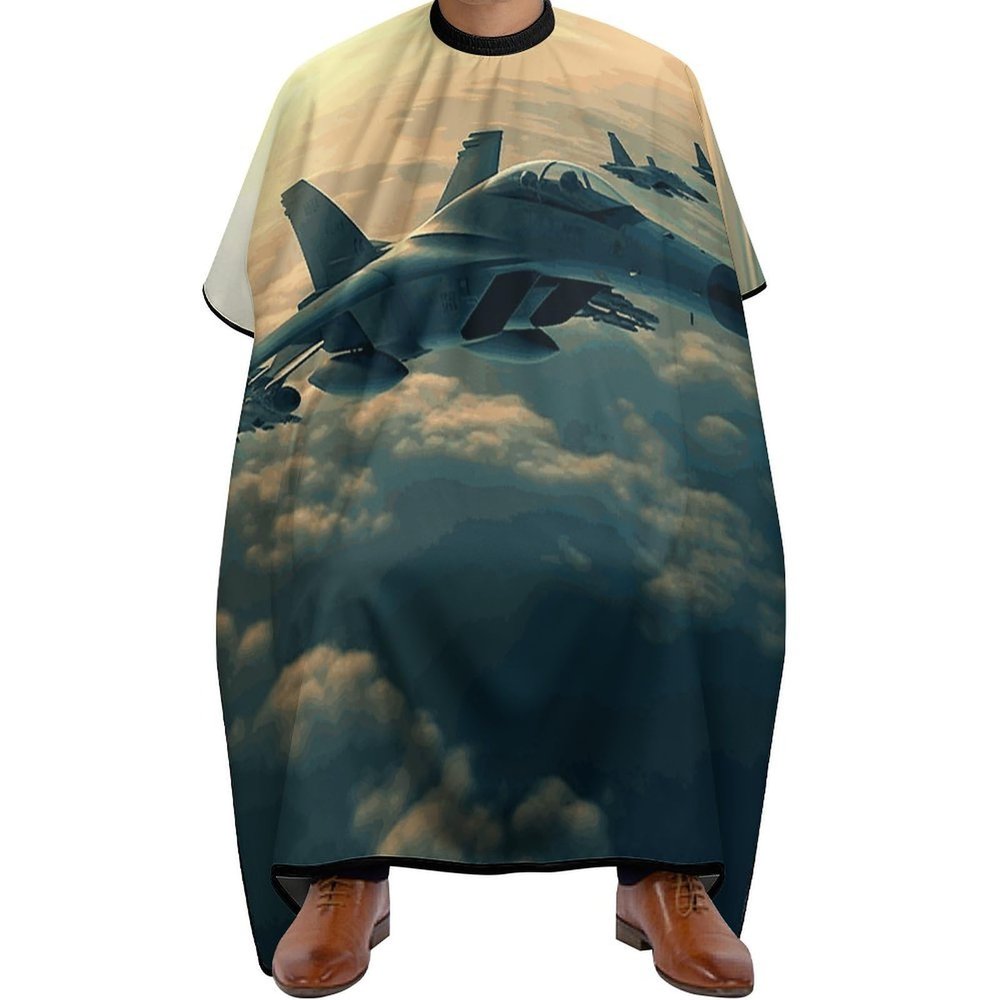 Aircraft Fighter Jets Barber Cape Waterproof Hair Cutting Cape with Adjustable Snap Closure Salon Cape Hair Cutting Accessories for Men Women