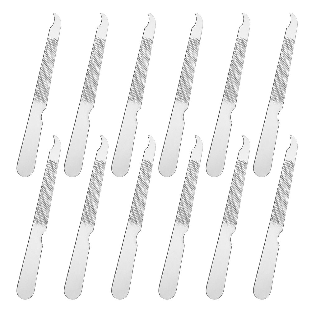 12 Pcs Metal Nail Files, Fingernail Files 3.6 Stainless Steel Thin Durable Nail File with Curved Sharp Pointed Tip Fingernail File
