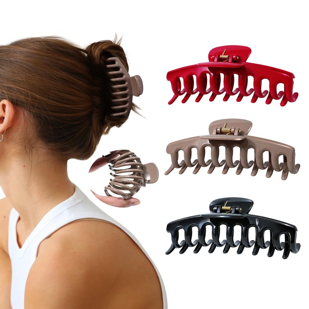 3Pcs Silicone Hair Clips Flexible Claw Clips for Women Cloud Clip Bendable Large Hair Claw Clip
