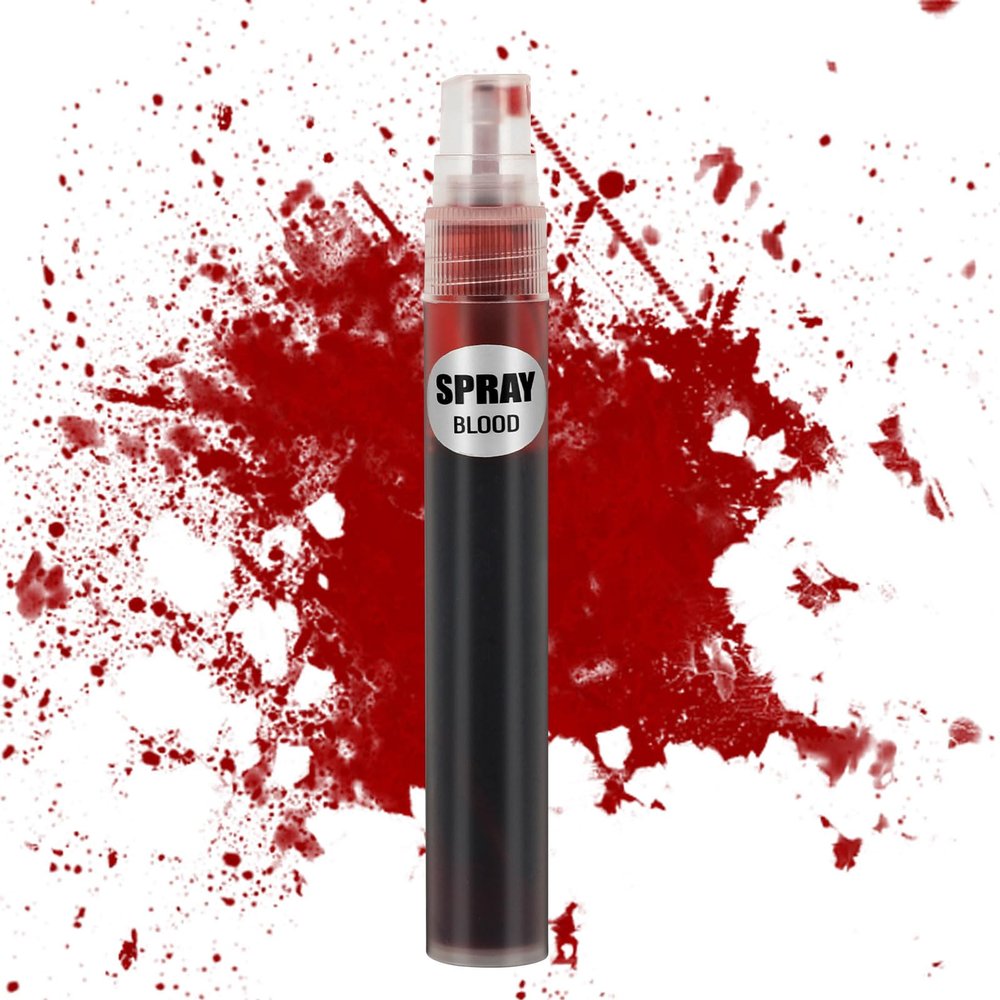 Fake Blood Splatter Spray Makeup, Halloween Vampire Drip Effect Blood Washable for Face, Body & Clothes Vampire Clown Monster Zombie Costume Cosplay SFX Makeup (0.33 OZ * 1PC)