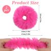 2 Pcs Pom Pom Hair Tie, Fuzzy Furry Faux Rabbit Fur Scrunchies Baby Hair Ties Ponytail Holders Plush Hairs Accessories for Girls Women (Hot Pink) view 2
