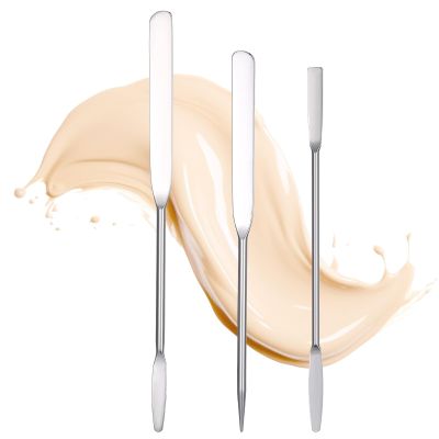 3 pcs Foundation Spatula Makeup Spatula Stainless Steel Professional Makeup Spatulas for Even Application of Foundation Tiny Facial Beauty Palette Mixer Face Cream Applicator Cosmetic Mixing Tool