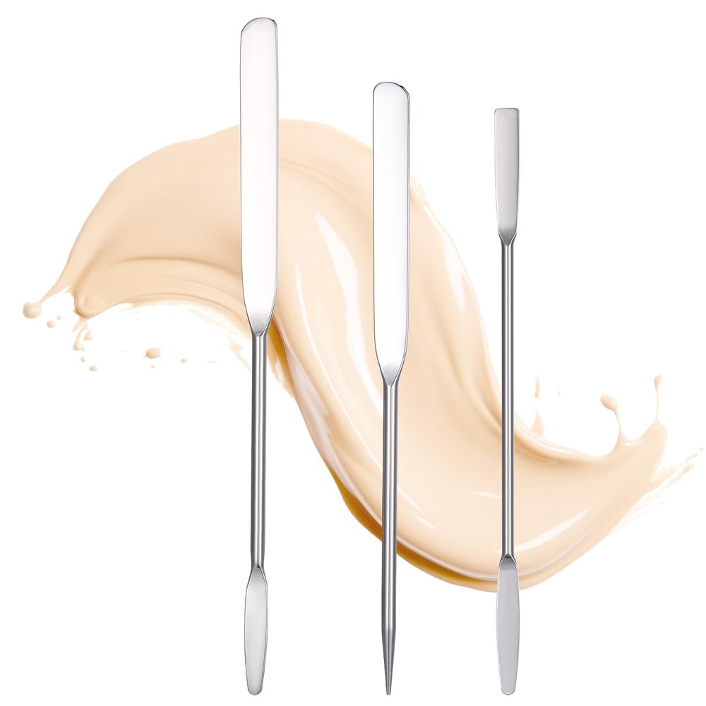 3 pcs Foundation Spatula Makeup Spatula Stainless Steel Professional Makeup Spatulas for Even Application of Foundation Tiny Facial Beauty Palette Mixer Face Cream Applicator Cosmetic Mixing Tool