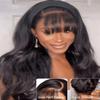 UNICE 20 inch Loose Body Wave 13x4 Lace Front Wigs Human Hair Side Part with Wispy Bangs Pre Everything Glueless Frontal Wig Human Hair Pre Plucked Pre Cut Put on and Go Black Color view 3