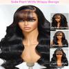 UNICE 20 inch Loose Body Wave 13x4 Lace Front Wigs Human Hair Side Part with Wispy Bangs Pre Everything Glueless Frontal Wig Human Hair Pre Plucked Pre Cut Put on and Go Black Color view 4