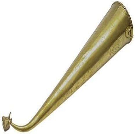 Brass Gaumukhi Shringi for Abhishek, Bathing Pot for Gods, Gomukhi Shringi Pipe, Cone Shape, Brass Made, 80g - (10 Inches)