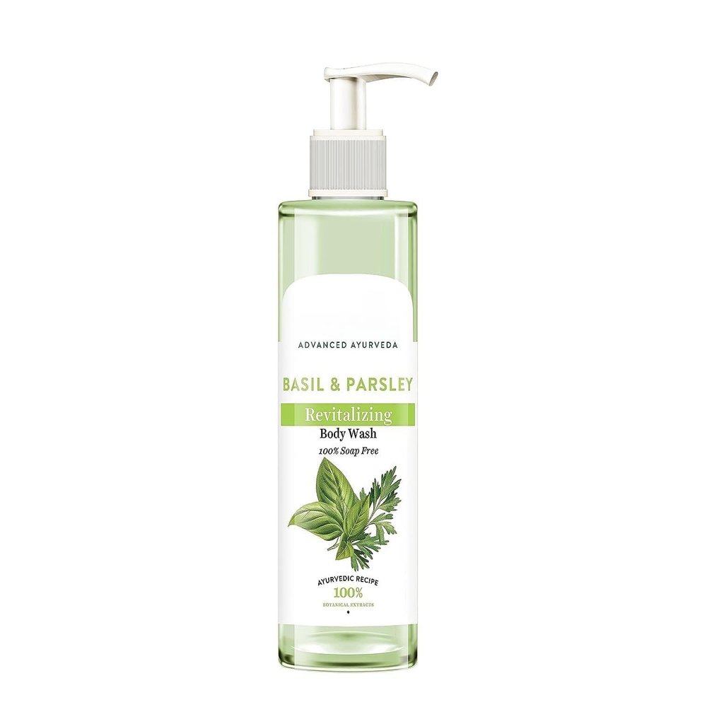 AM Basil & Parsley Revitalizing Body Wash | Soften Skin | Provides Natural Beauty | Deeply Cleanses | 100% Botanical Extracts | Suitable for All Skin Types | 200ml | 6.76 Fl Oz