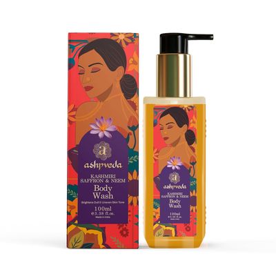Ayurv.edic Face Wash with Kashmiri Saffron and Neem | Natural Face Cleanser for Daily Skin Exfoliation and Brightening | Chemical Free Organic Herbal Facewash (100 ml)