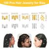 100PCS Gold Silver Hair Jewelry for Braids Dreadlock Non-piercing Ear Clip Beads Cuffs Clip Hair Accessories Styling Fashion Jewelry Gift for Girl Women Men Braids Decoration Party Music Festival view 2