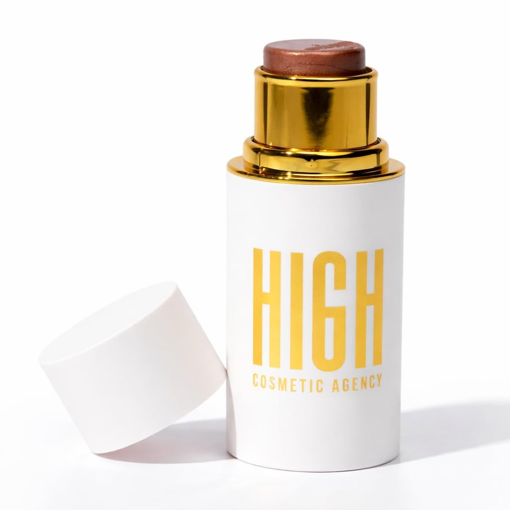 Contour & Highlighter Stick, For Bronze/Warm Skin, Creamy Blendable Formula, Long-Wear Second-Skin Glow, Vegan, Non-Cakey, Cheekbones, Nose, Cupids Bow,High Cosmetic Agency (Highlight Latte Gold)