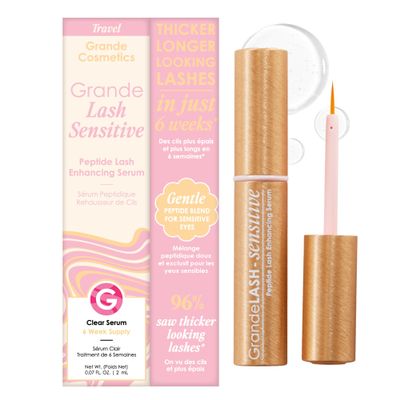 Grande Cosmetics GrandeLASH-Sensitive Peptide Infused Lash Serum for Fuller, Longer-Looking Natural Eyelashes, Enhancing Treatment with Nourishing Botanicals, Cruelty-Free  6 Week Supply (4mL)