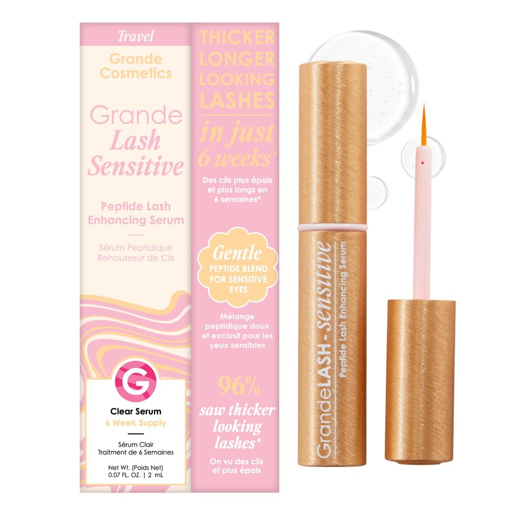 Grande Cosmetics GrandeLASH-Sensitive Peptide Infused Lash Serum for Fuller, Longer-Looking Natural Eyelashes, Enhancing Treatment with Nourishing Botanicals, Cruelty-Free 6 Week Supply (4mL)