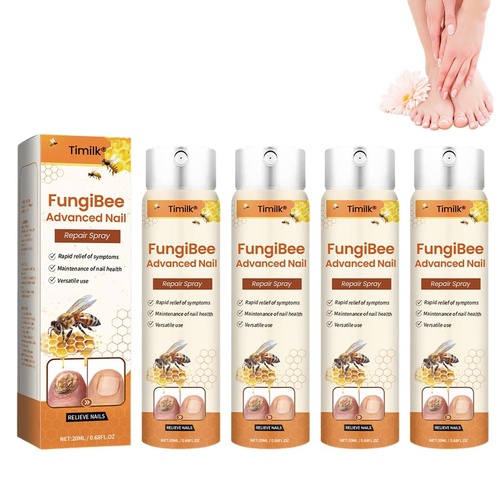 Timilk FungiBee Advanced Nail Repair Spray, Professional Bee Venom Nail Soothing Spray, nail Repair for Damaged Nails, Nails Care, Nails Repair Essence Serum for Damaged Nails Safely and Gently (4PC)