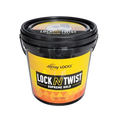 AllDay Locks Lock N Twist, Locking Gel, Retwists Locks, Smooths & Tames Frizz, Flake-Free, Soft Finish, 64oz Bucket perfuct for Braiders