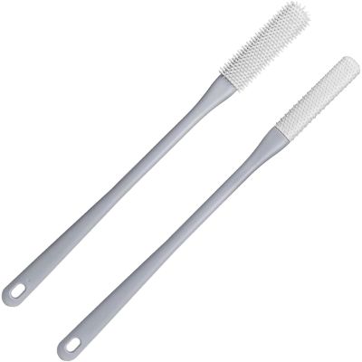 Toe Gap Cleaning Brush, Foot Scrubber Brush, Silicone Toe Cleaning Foot Scrubber Set in Shower with Long Handle (Gray)