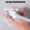 Toe Gap Cleaning Brush, Foot Scrubber Brush, Silicone Toe Cleaning Foot Scrubber Set in Shower with Long Handle (Gray) view 3
