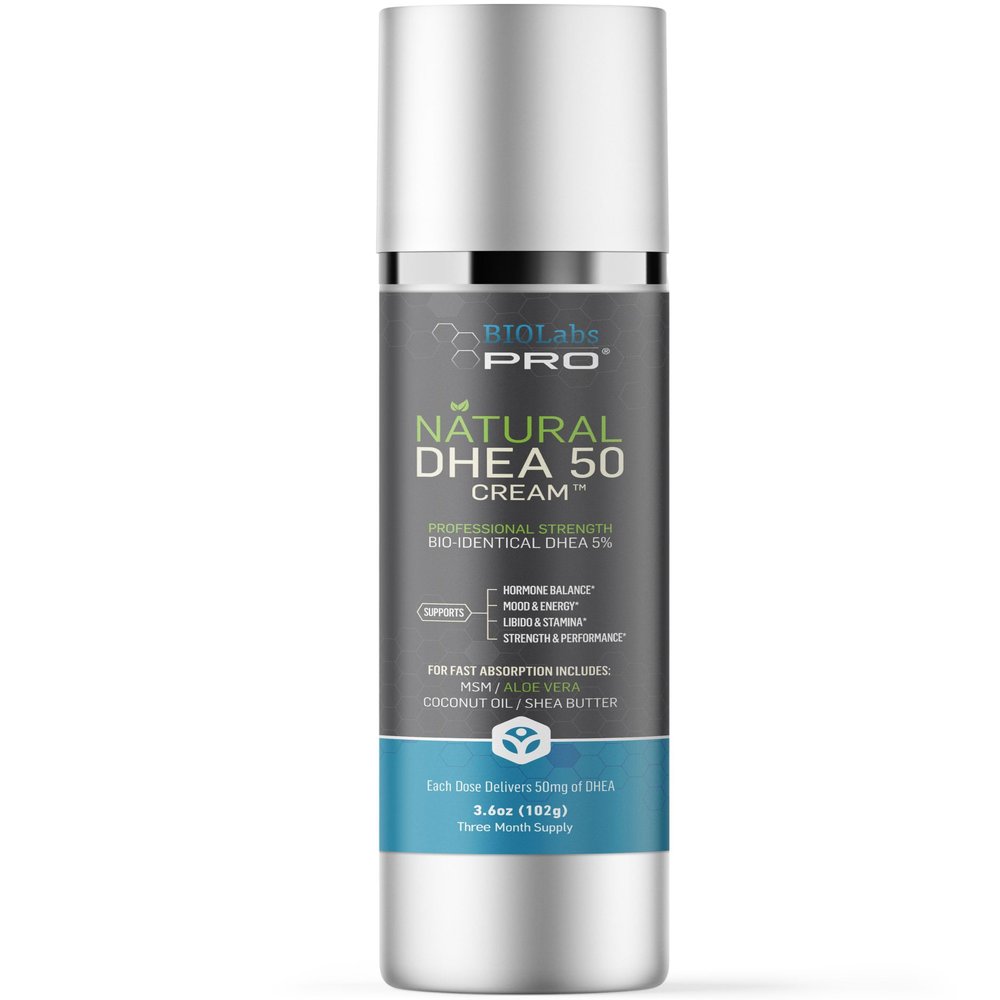BIOLABS PRO Dhea Cream - Bioidentical Natural Dhea for Women Or Men - 50mg Per Dose - Three Month Supply - Luxury Bottle - 3.6oz