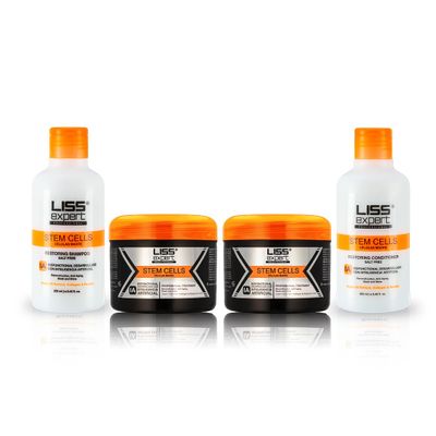 Liss Expert Stem Cells Professional Smoothing Treatment 16.9 oz (500 ml) SET, Organic Keratin, Nanoplasty for Frizz-Free Repair & Shine with Shampoo and Conditioner