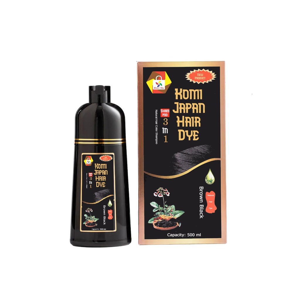 Komi Japan Authentic Japanese Hair Dye Shampoo  500ml, Nourishing Formula with Argan Oil & Ginseng. Real Komi Japan Color Shampoo (Brown Black)