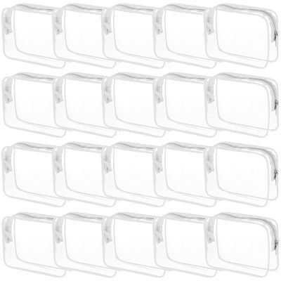 20 Pack Clear Cosmetics Bags for Women Men Waterproof Toiletry Bags PVC Makeup Bags Organizer Case with Zipper for Travel Bathroom (20 White(Large))