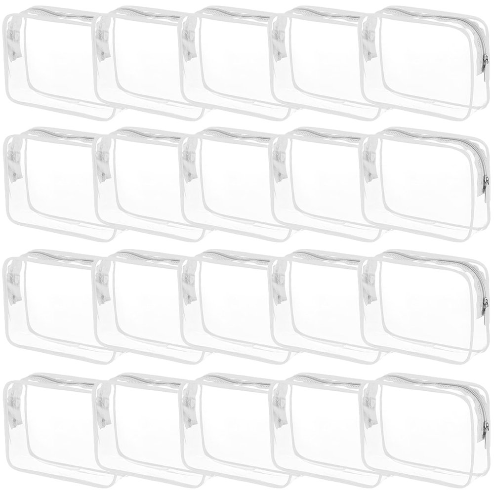 20 Pack Clear Cosmetics Bags for Women Men Waterproof Toiletry Bags PVC Makeup Bags Organizer Case with Zipper for Travel Bathroom (20 White(Large))