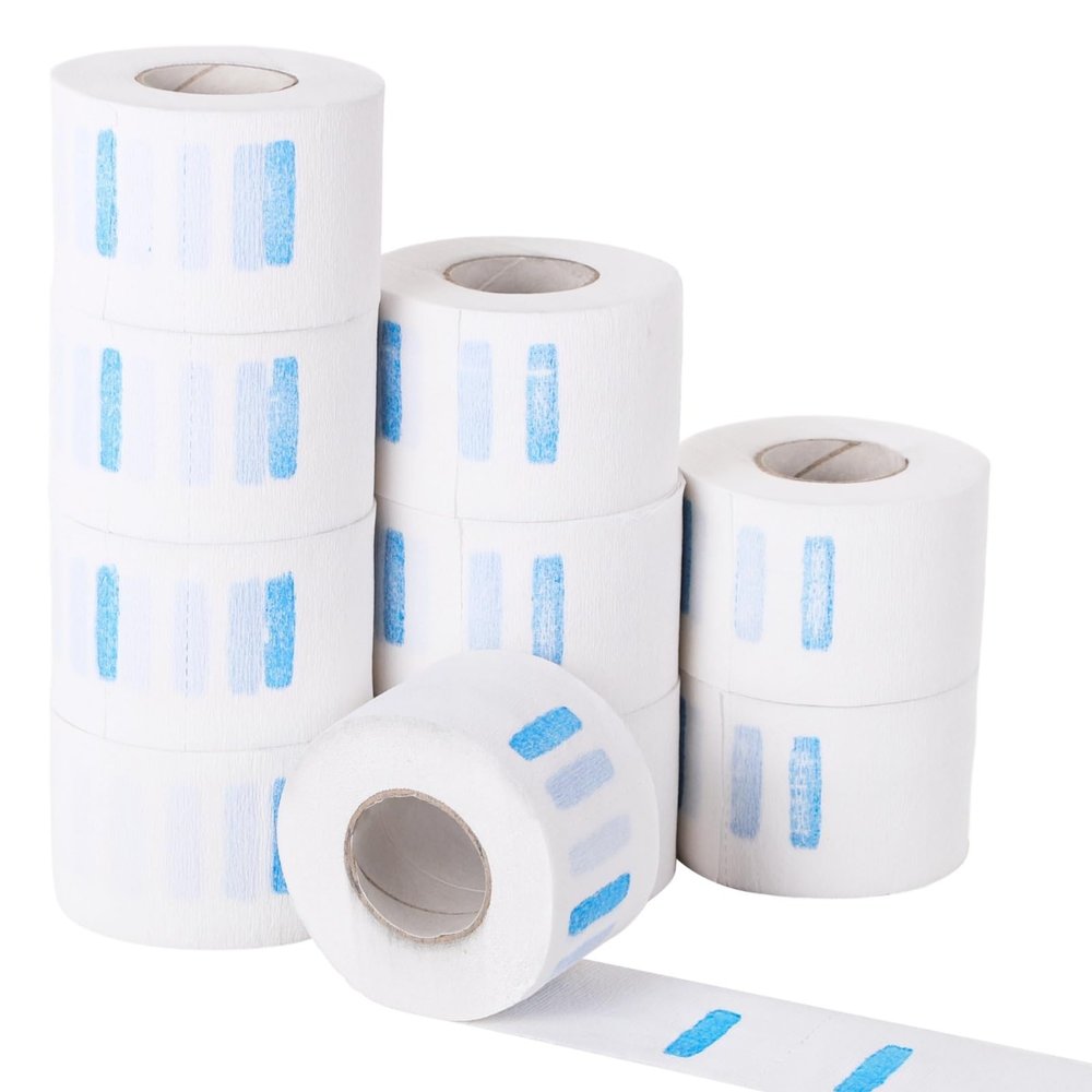 10 Rolls of Stretchable Barber Neck Strips, 1000 Count, 2.6 X 12 Inch Disposable Bands for Hairdressing