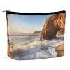 Beach Malibu Makeup Bag, Portable PU Leather Cosmetic Bag with Zipper Pouch, Waterproof Travel Toiletry Bag for Women Men view 1