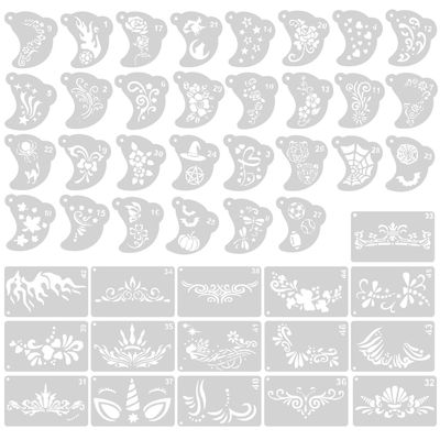 46pcs Face Paint Stencils, Premium Reusable Halloween Body and Face Painting Templates Practical Accessories for Halloween Party Makeup