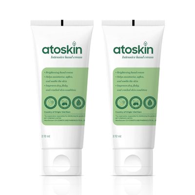 Atoskin Intensive Hand Cream (2 Pack)  Deep Moisturizing & Soothing for Dry, Rough, Cracked Hands  Non-Corticoid Formula (4.24oz)