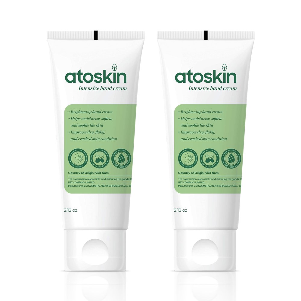 Atoskin Intensive Hand Cream (2 Pack)  Deep Moisturizing & Soothing for Dry, Rough, Cracked Hands  Non-Corticoid Formula (4.24oz)